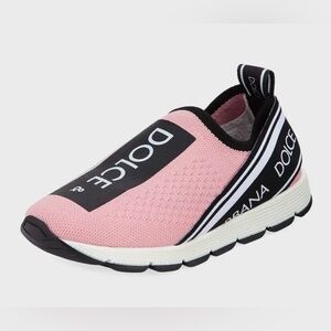 Dolce & Gabbana Pink and Black Slip-On Sneakers